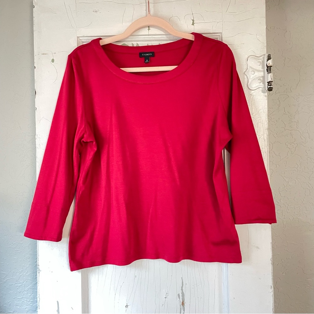 Talbots Vibrant‎ Red 3/4 Sleeve Top